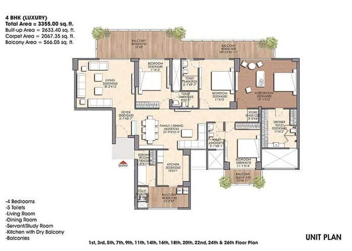 prateek grand begonia floor plan 4 bhk