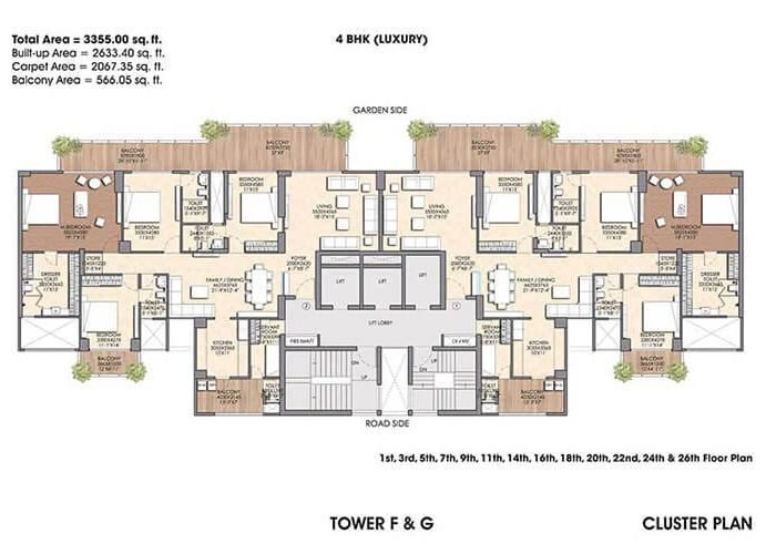 prateek grand begonia floor plan 4bhk luxury